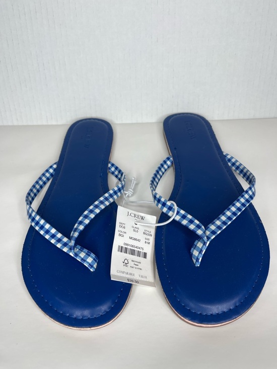 J. Crew Shoes - NWT J.Crew Blue Gingham Flip Flop Sandals Size 8 Summer Beach Coastal Chic